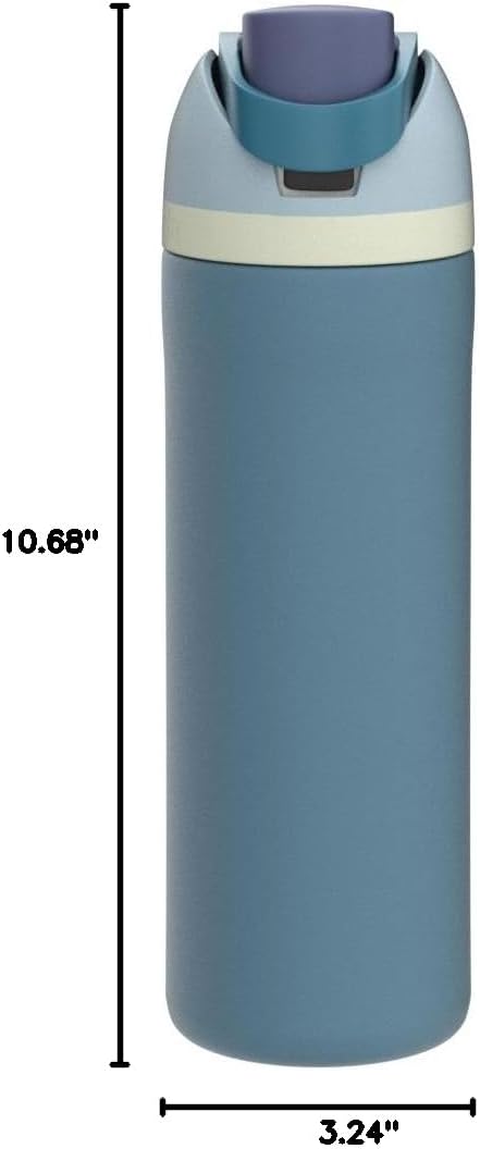 Freesip 24 Oz Insulated Stainless Steel Water Bottle with Straw - BPA-Free, Ideal for Travel, Denim Finish