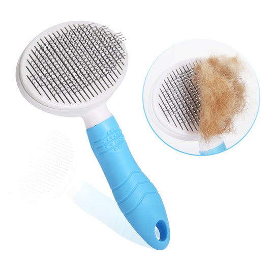 Self-Cleaning Slicker Brush for Effective Shedding and Grooming, Ideal for Removing Loose Undercoat and Mats in Short and Long-Haired Pets (Blue)