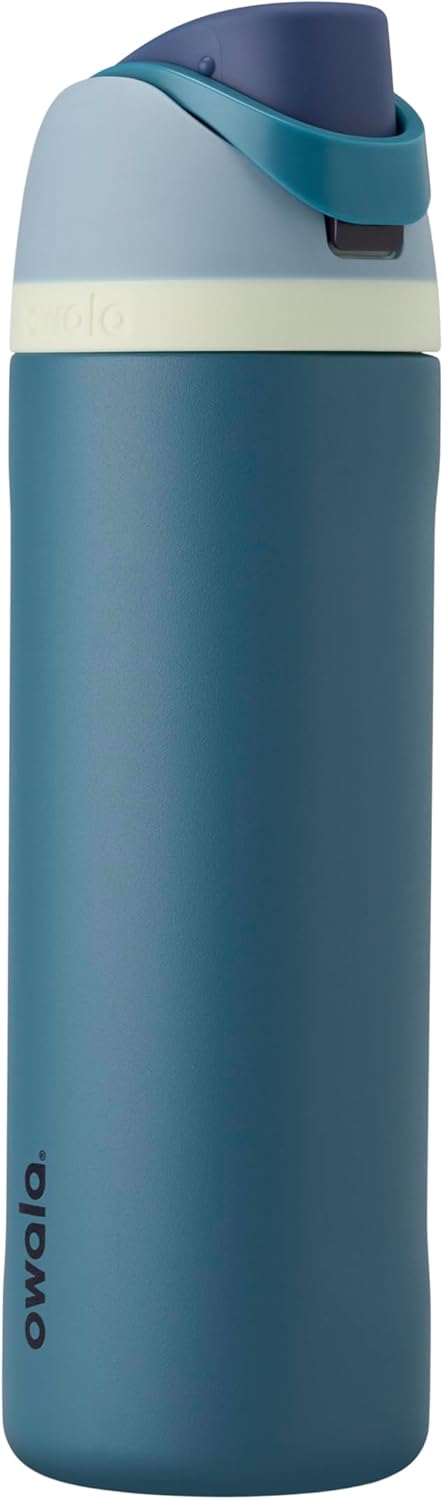 Freesip 24 Oz Insulated Stainless Steel Water Bottle with Straw - BPA-Free, Ideal for Travel, Denim Finish