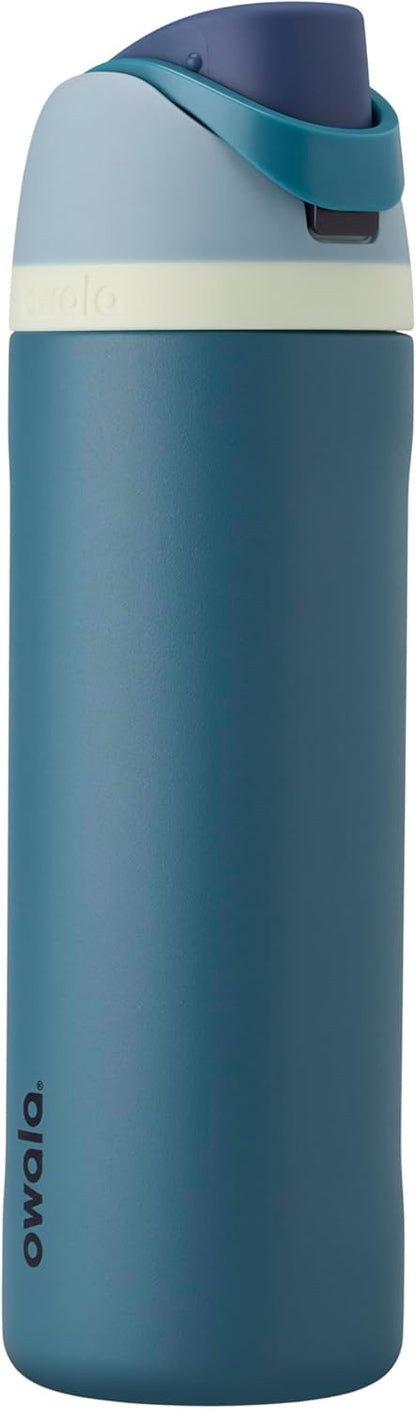 Freesip 24 Oz Insulated Stainless Steel Water Bottle with Straw - BPA-Free, Ideal for Travel, Denim Finish