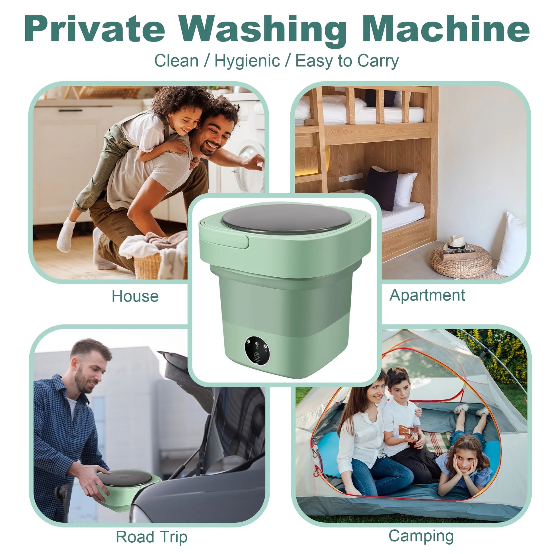 6.5L Mini Washing Machine, Foldable Washer, Small Portable Washing Machine for Apartment, Laundry, Camping, RV, Travel, Underwear, Socks, Baby Clothes (110V-260V)
