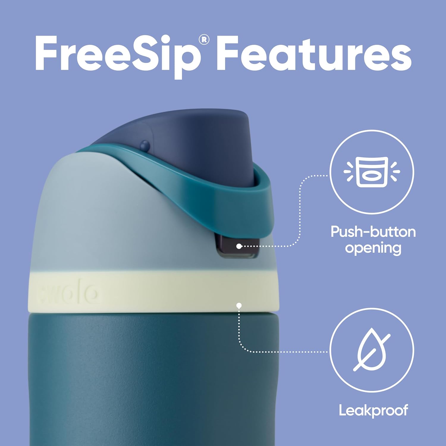 Freesip 24 Oz Insulated Stainless Steel Water Bottle with Straw - BPA-Free, Ideal for Travel, Denim Finish