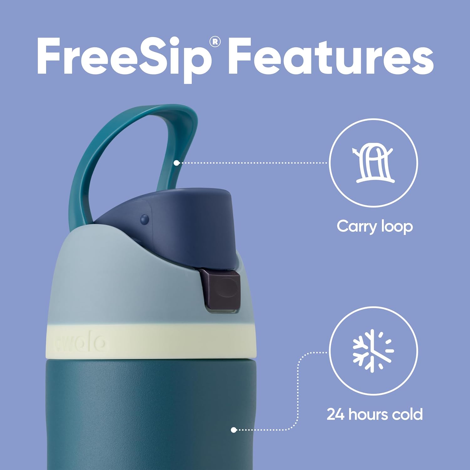 Freesip 24 Oz Insulated Stainless Steel Water Bottle with Straw - BPA-Free, Ideal for Travel, Denim Finish