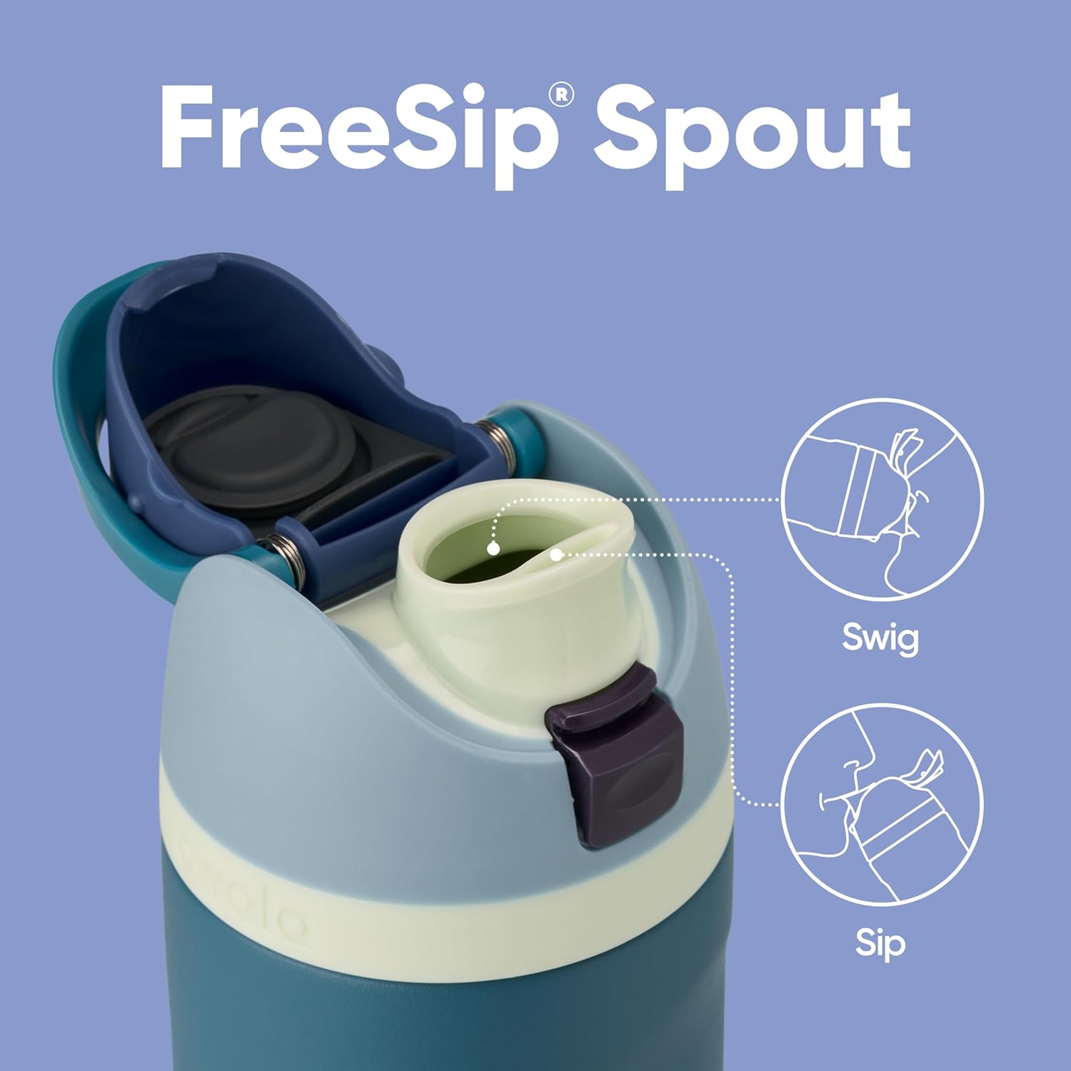 Freesip 24 Oz Insulated Stainless Steel Water Bottle with Straw - BPA-Free, Ideal for Travel, Denim Finish