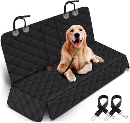 Premium Waterproof Dog Car Seat Cover - Non-Slip Back Seat Protector for Most Cars, Trucks, and SUVs with Middle Armrest Compatibility - Black