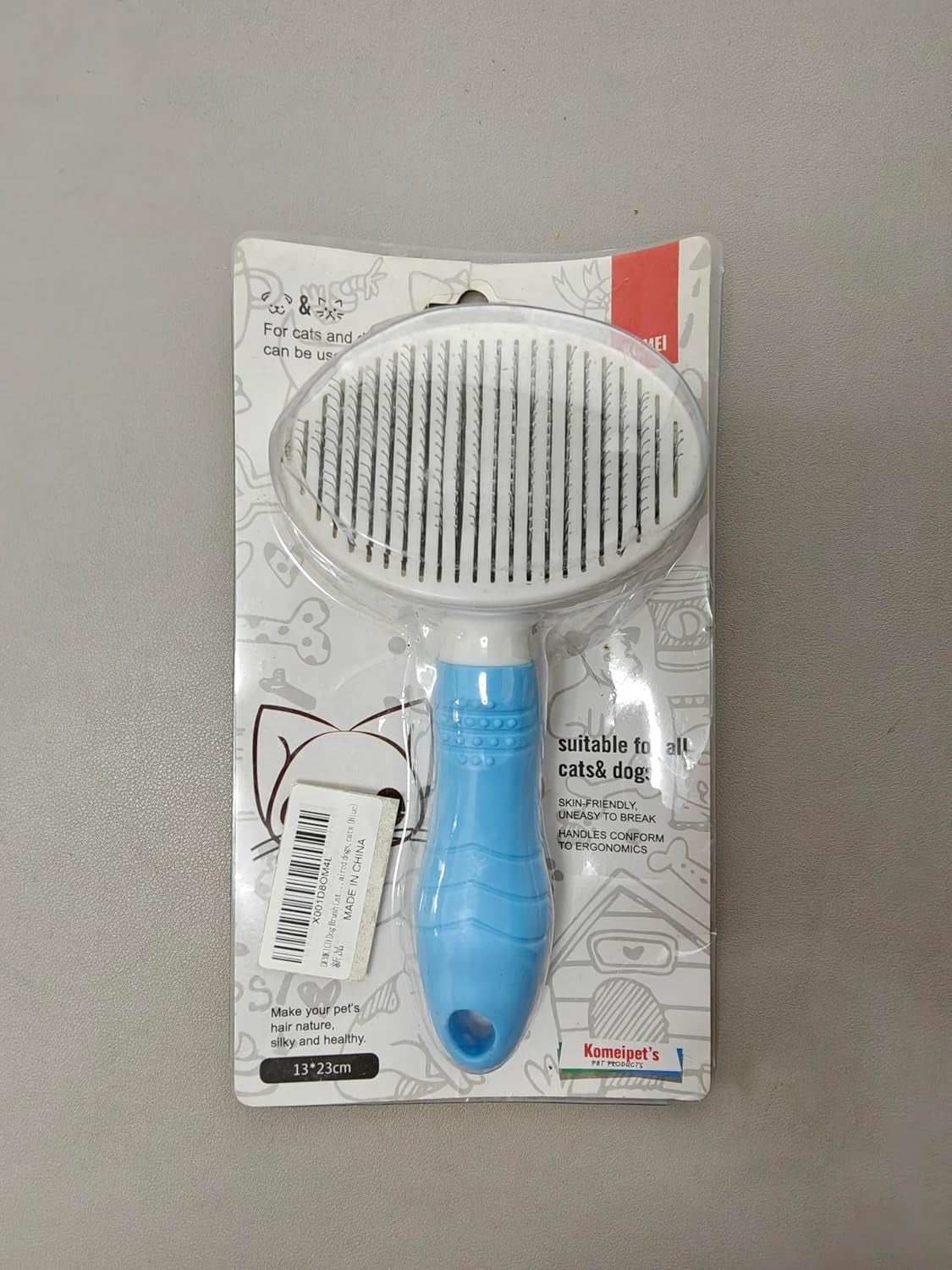Self-Cleaning Slicker Brush for Effective Shedding and Grooming, Ideal for Removing Loose Undercoat and Mats in Short and Long-Haired Pets (Blue)