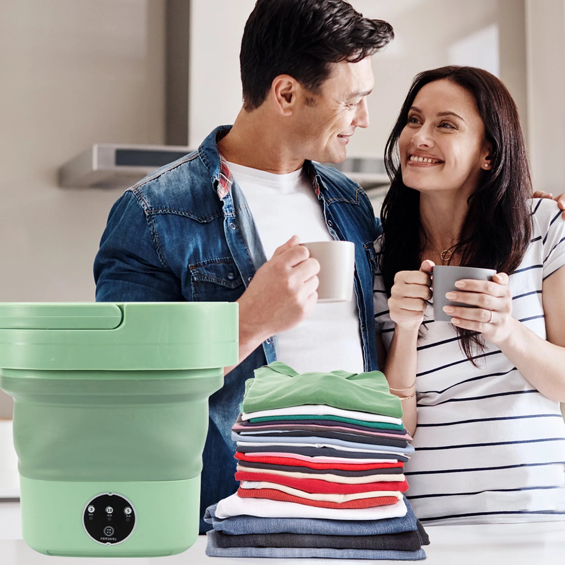 6.5L Mini Washing Machine, Foldable Washer, Small Portable Washing Machine for Apartment, Laundry, Camping, RV, Travel, Underwear, Socks, Baby Clothes (110V-260V)