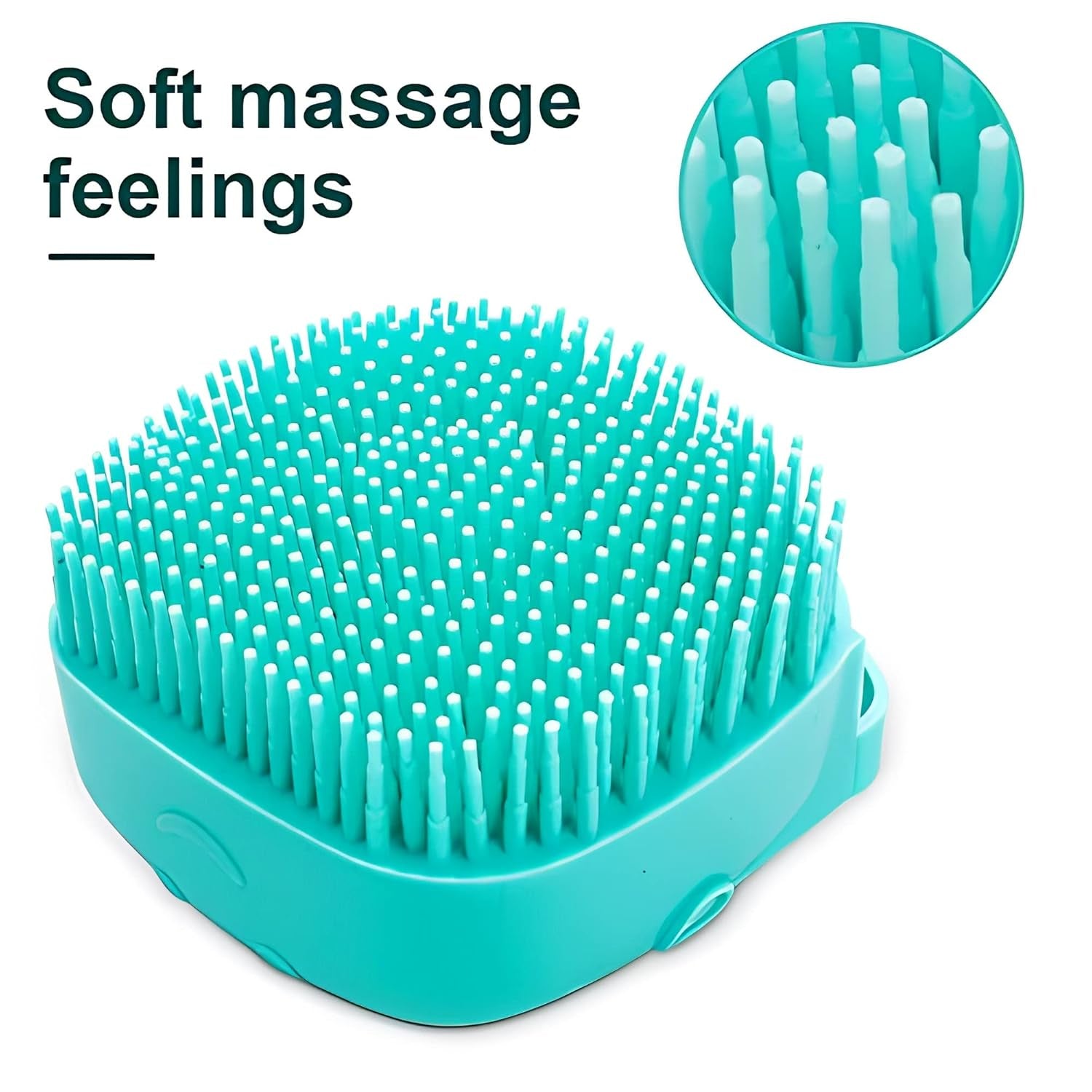 Silicone Rubber Bath Brush for Dogs and Cats - Grooming, Cleaning, and Massage Tool with Soft Shampoo Dispenser (Blue)