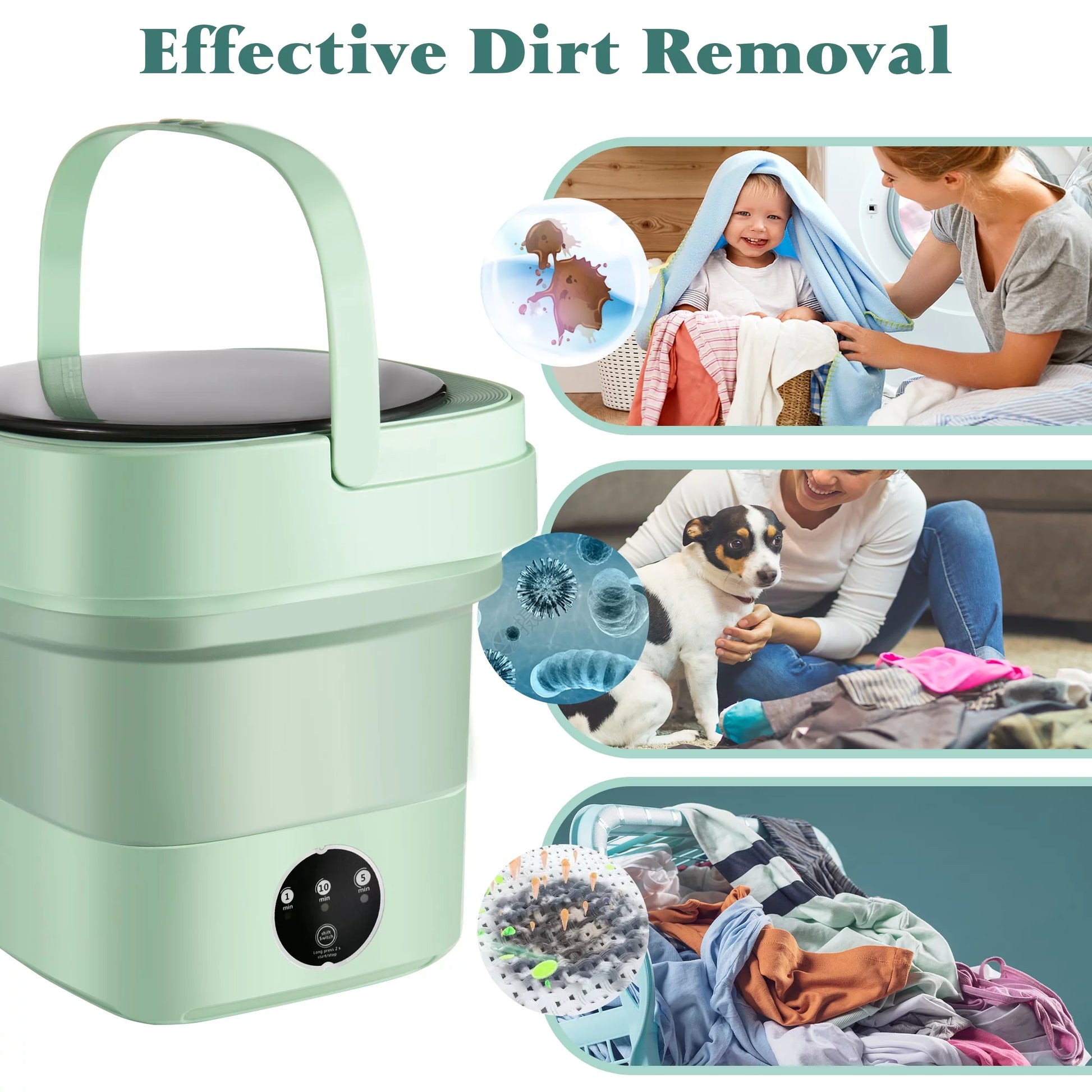 6.5L Mini Washing Machine, Foldable Washer, Small Portable Washing Machine for Apartment, Laundry, Camping, RV, Travel, Underwear, Socks, Baby Clothes (110V-260V)