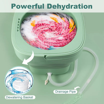 6.5L Mini Washing Machine, Foldable Washer, Small Portable Washing Machine for Apartment, Laundry, Camping, RV, Travel, Underwear, Socks, Baby Clothes (110V-260V)