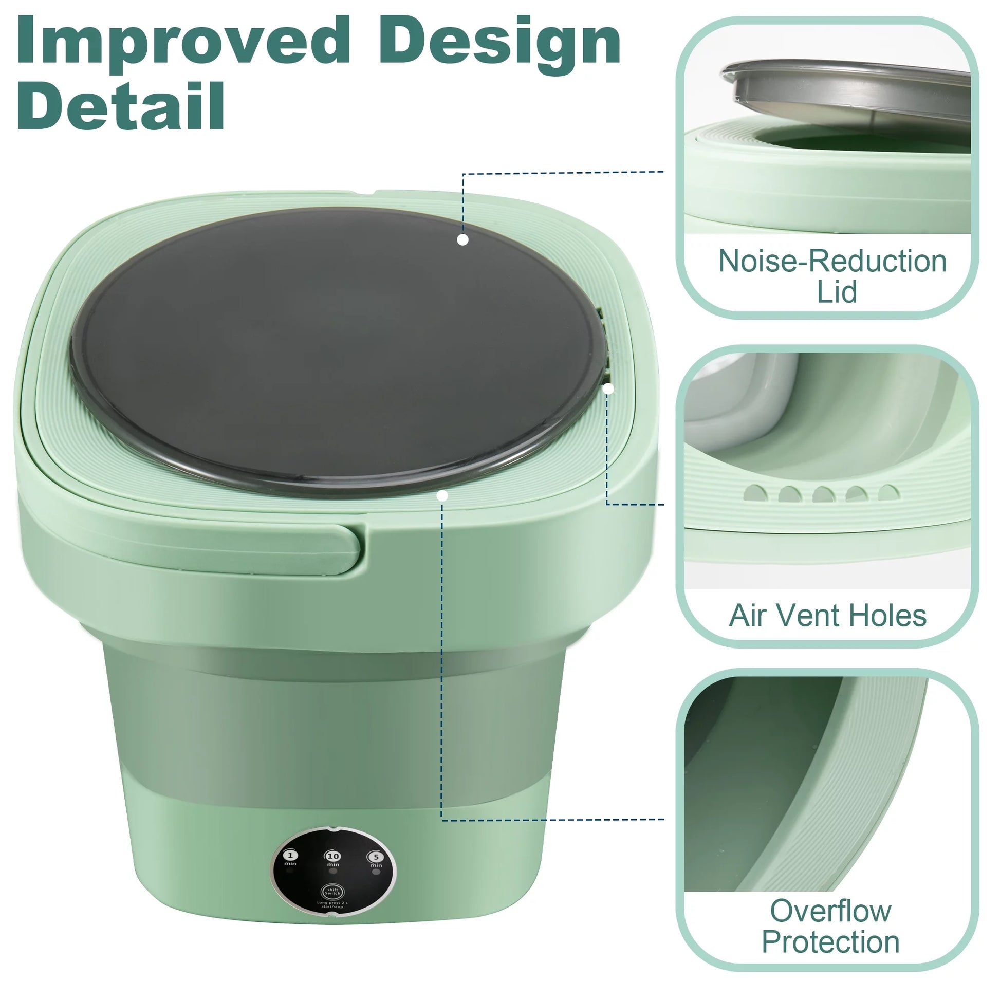 6.5L Mini Washing Machine, Foldable Washer, Small Portable Washing Machine for Apartment, Laundry, Camping, RV, Travel, Underwear, Socks, Baby Clothes (110V-260V)